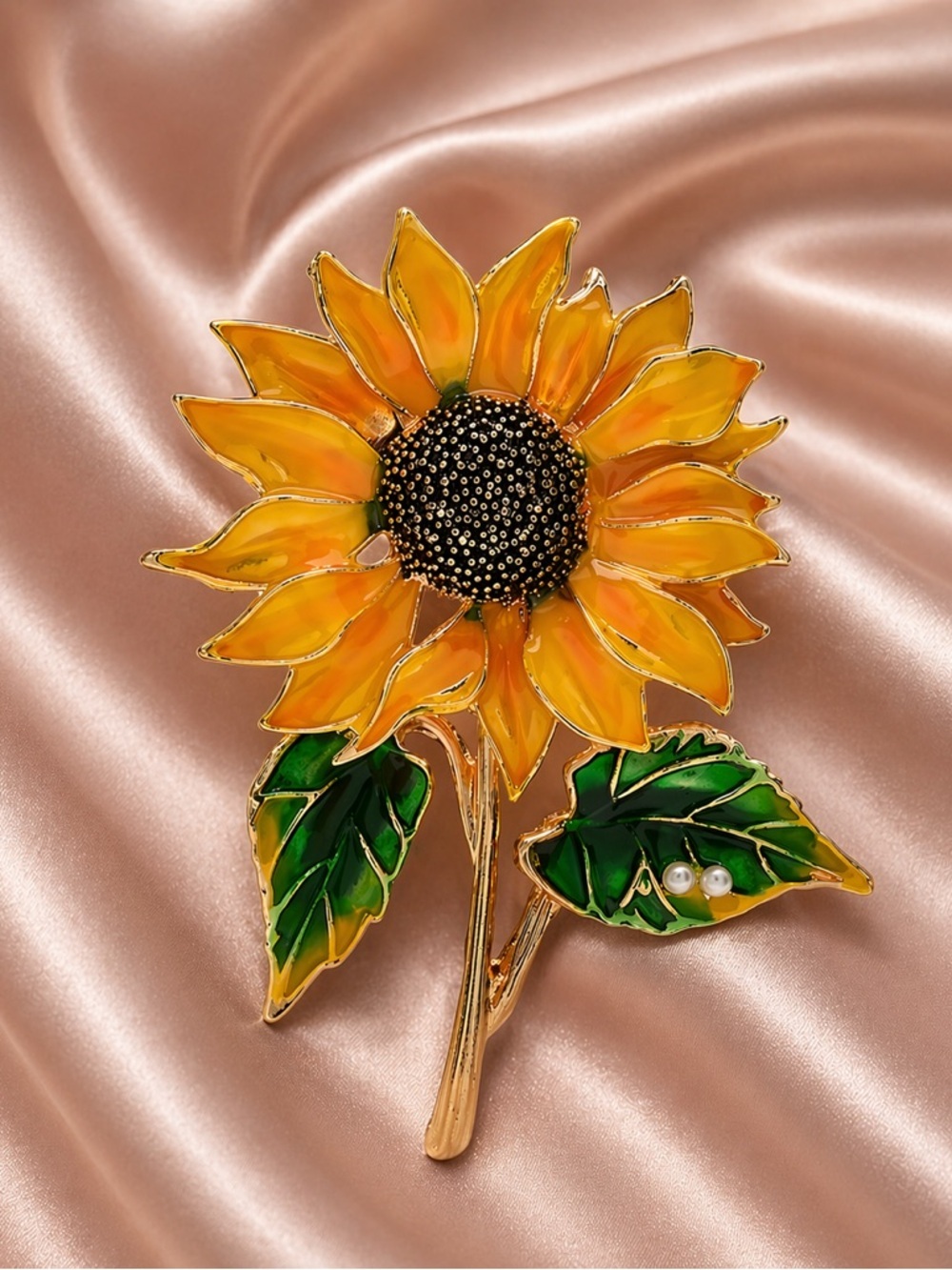 Chic Sunflower Gold Elegant Brooch